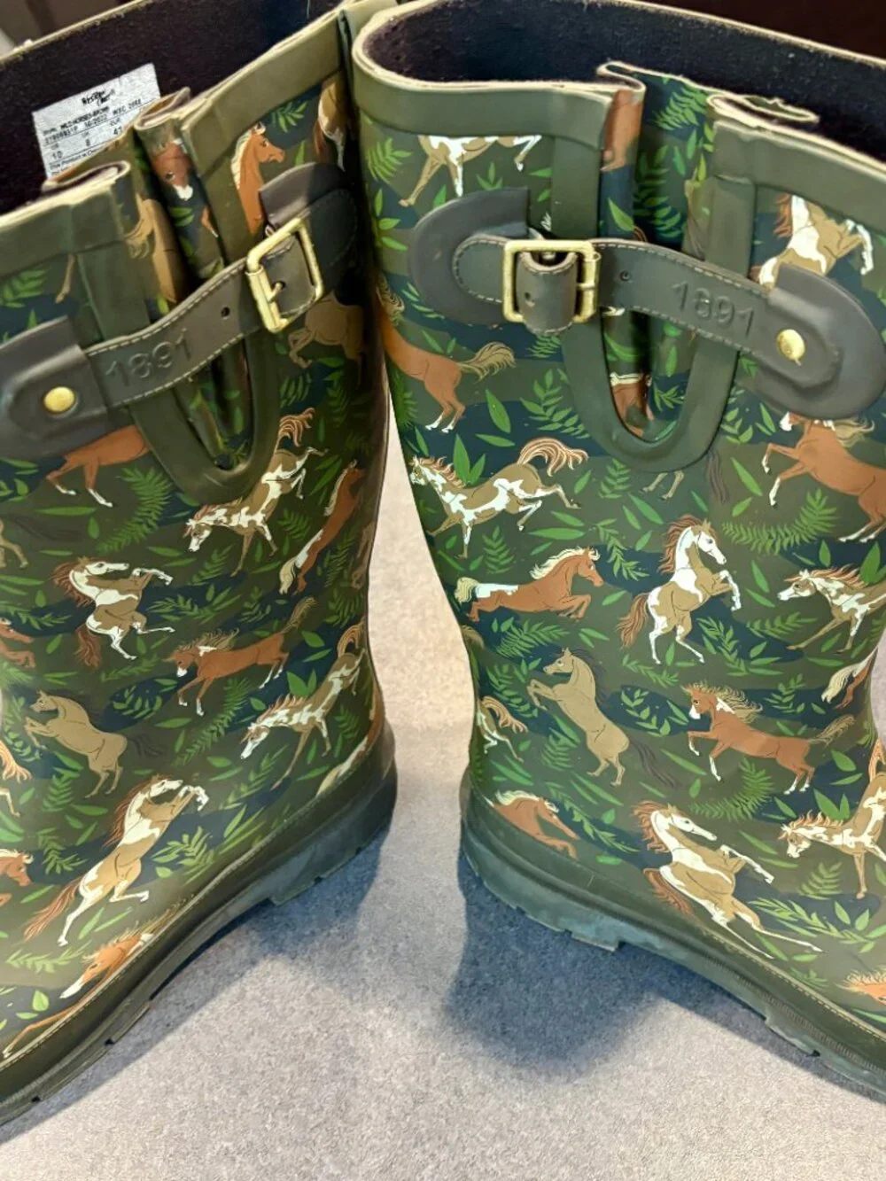~~Western Chief Patterned Pony Rain Boots Women’s 10 Brown Horse Print..GUC!!!